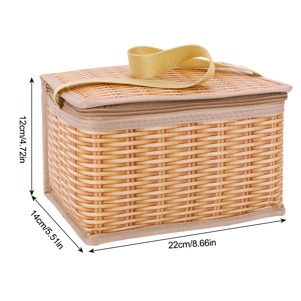 Durable Waterproof Wicker Rattan Picnic Basket with Insulated Layer for Food Storage Perfect for Outdoor and Indoor Activities
