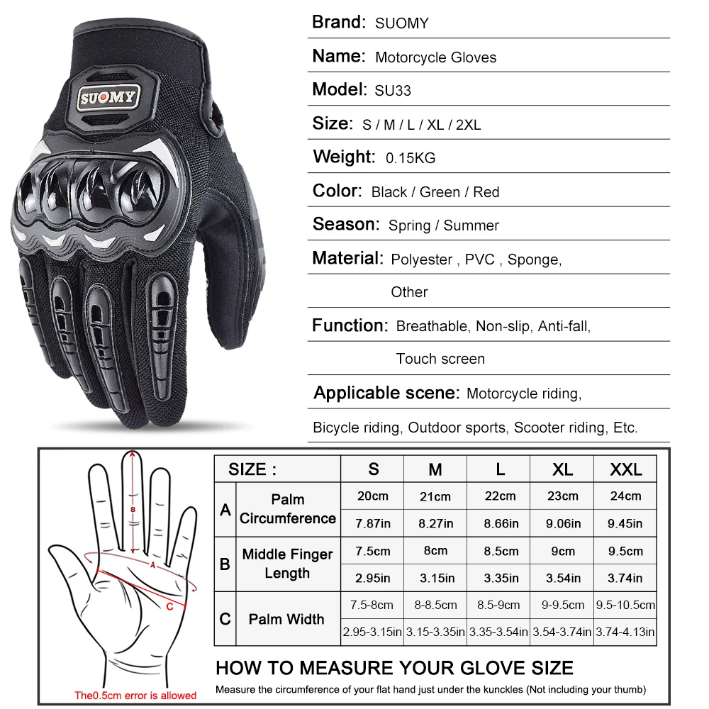 Suomy Motorcycle Gloves Moto Touch Screen Breathable Motorbike Racing Riding Bicycle Protective Guantes Summer Sports for Honda motorcycle gloves