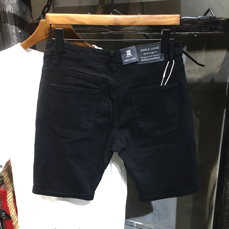 New Summer Fashion Denim Shorts Men's Slim Straight American Street Trend Casual All-Match Cropped Pants