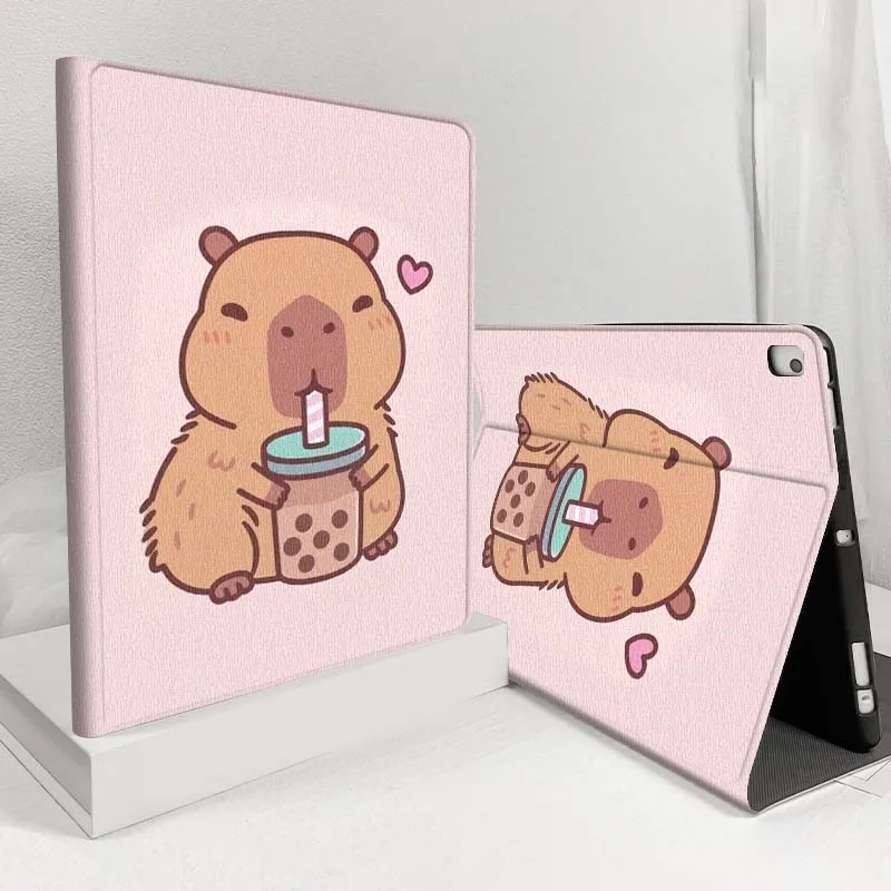 Cartoon Capybara Bubble Tea Tablet Case