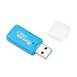 High - Speed USB 2.0 Mini Memory Card Reader and Adapter (Blue)