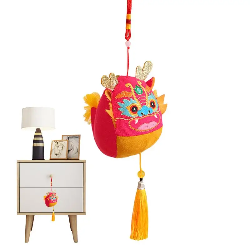

Plush Dragon Ornaments Chinese Stuffed Animal Plush Toys Dragon Mascot Doll Pendant Keychain Key Ring For 2024 Spring Festival