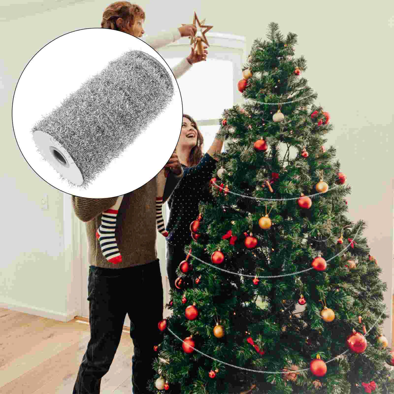 

to Weave Colorful Tops Tinsel for Christmas Tree Xmas Party Decor Plastic Metallic Garland