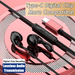 9D HIFI Heavy Bass Waterdrop Style Wired Earphones with Digital Chip (Type-C Red)