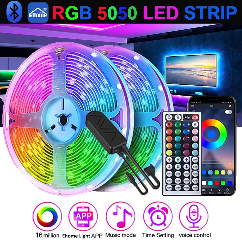 Led Lights Strips Bluetooth Wifi 220v Rgb Led Tape 5050 Led Strip Lights Alexa Flexible Neon