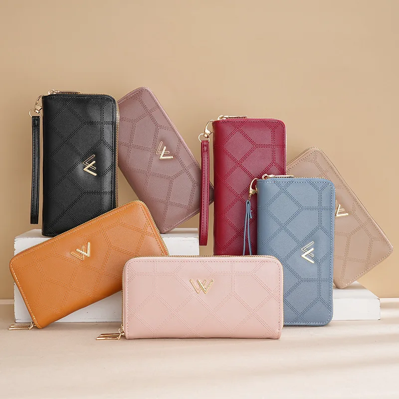 Long Wallet Women Double Zipper Pocket Coin Purse Ladies Mobile