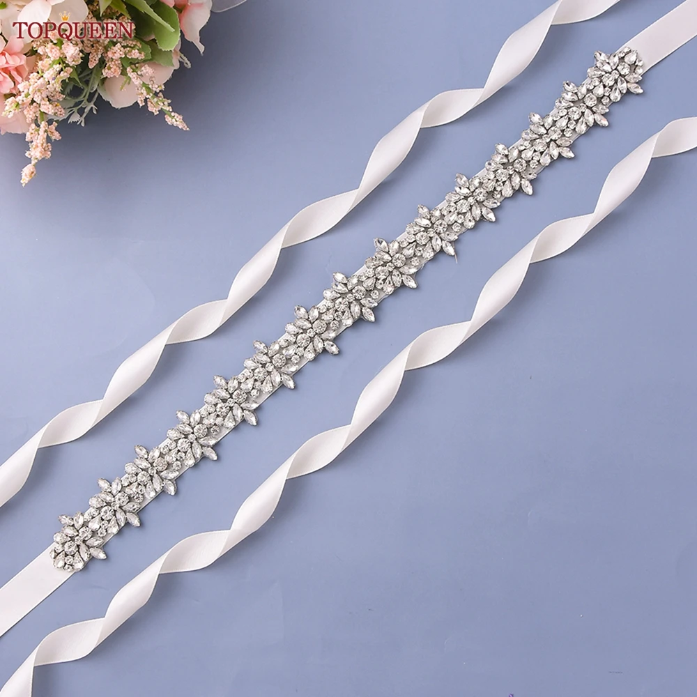 TOPQUEEN S269 Women's Crystal Rhinestone Sashes Bridesmaid