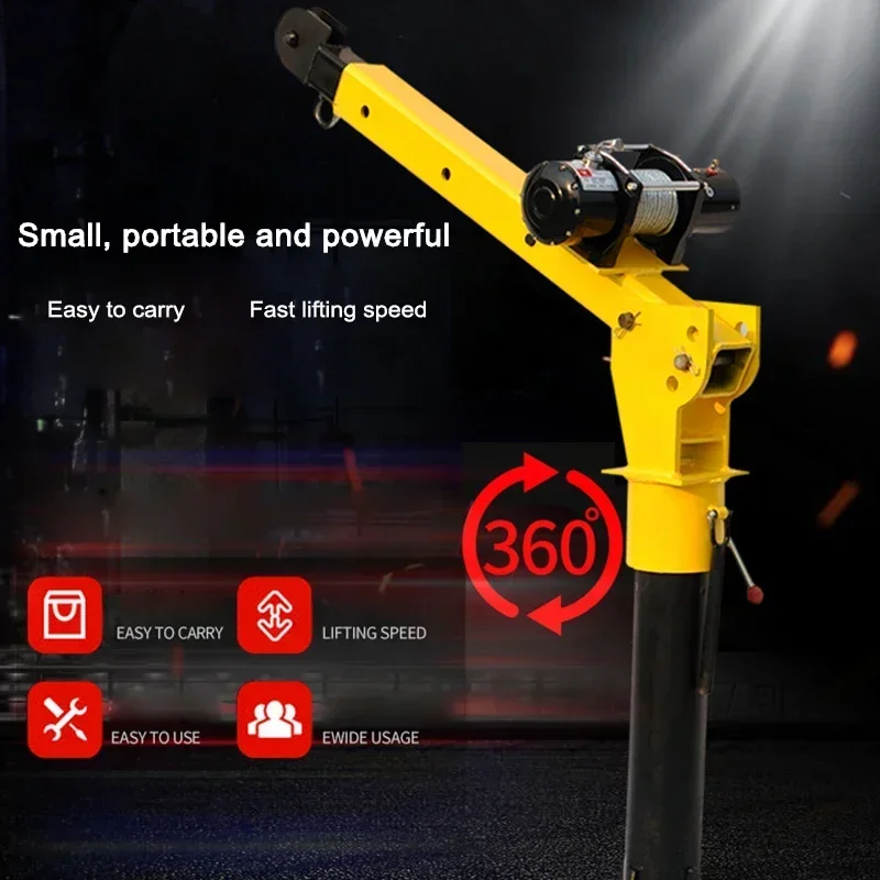 Vehicle crane 12V small crane truck with car 24V small 1 ton lifting cantilever