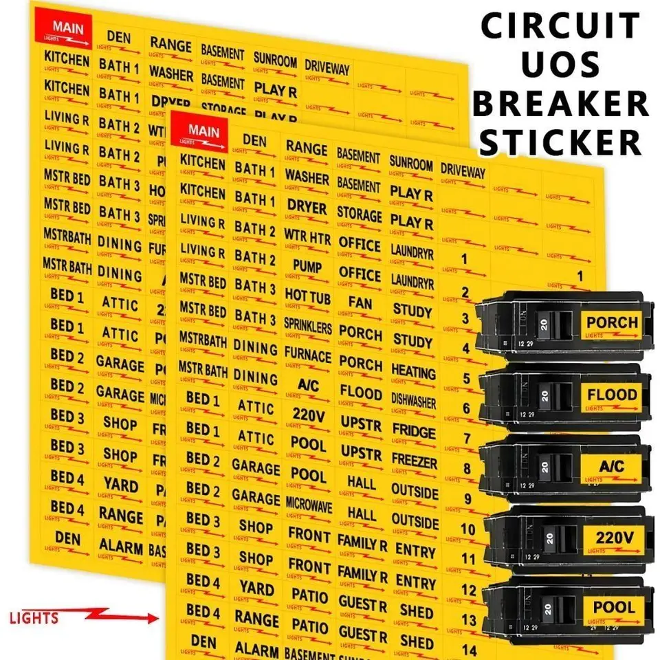 Etiquetas Del Panel De Interruptor, 2 Piezas De La Caja Eléctrica