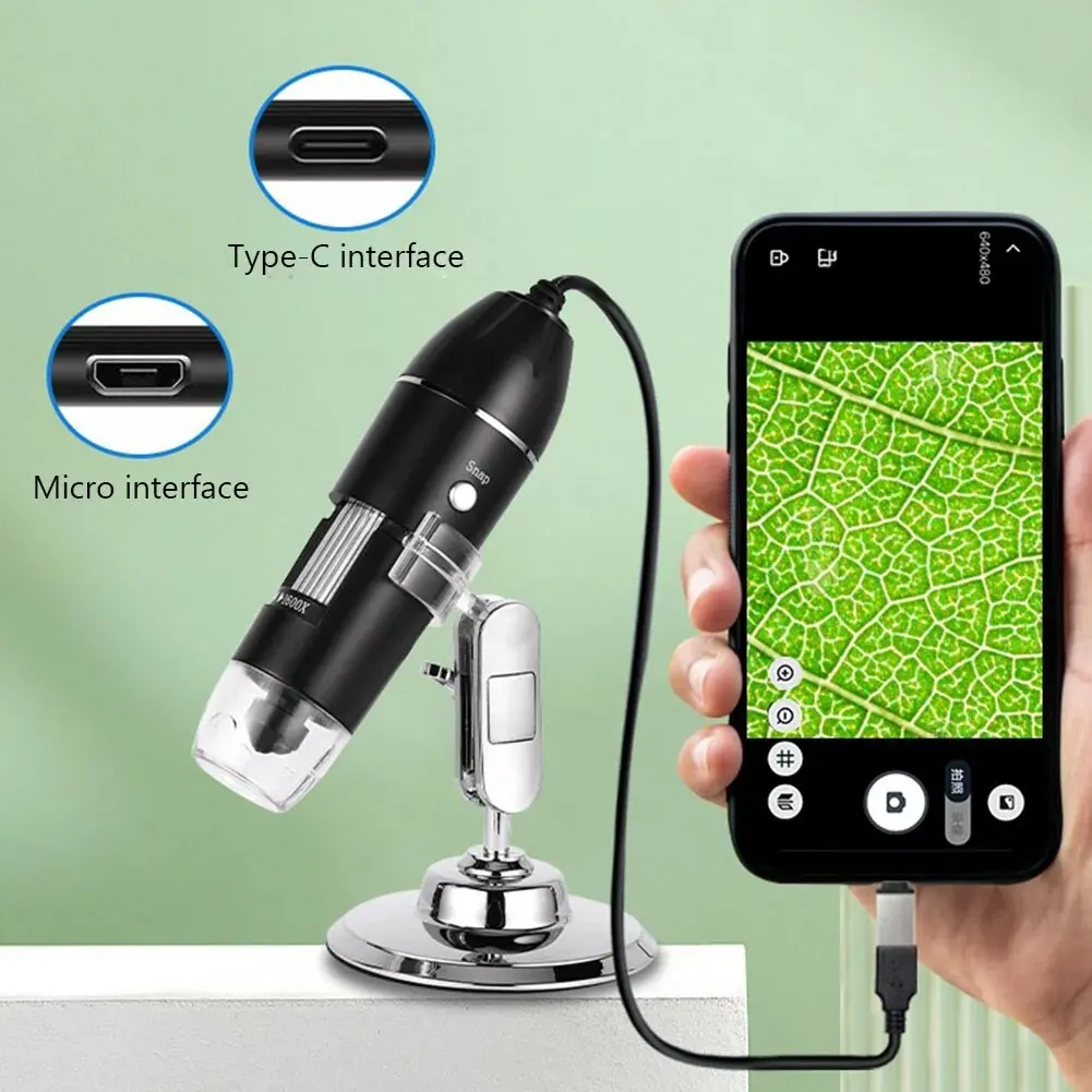 디지털 현미경 카메라, 3in 1 C 타입 USB 휴대용 전자, 납땜 LED 돋보기, 휴대폰 수리용, 500X, 1000X, 1600X