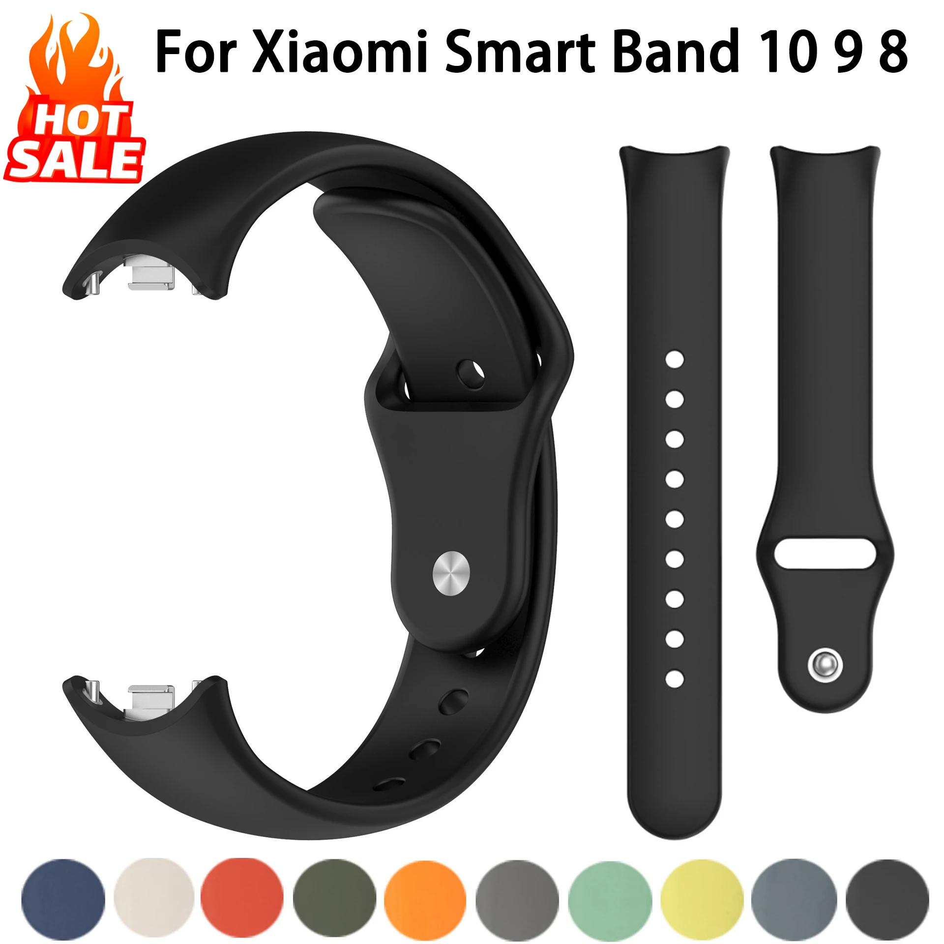Silikonarmband für Xiaomi Mi Band 10 9 8 Sport Weiches Gummiarmband Armband Correa Xiaomi Smart Band 8 9 10 NFC-Zubehör