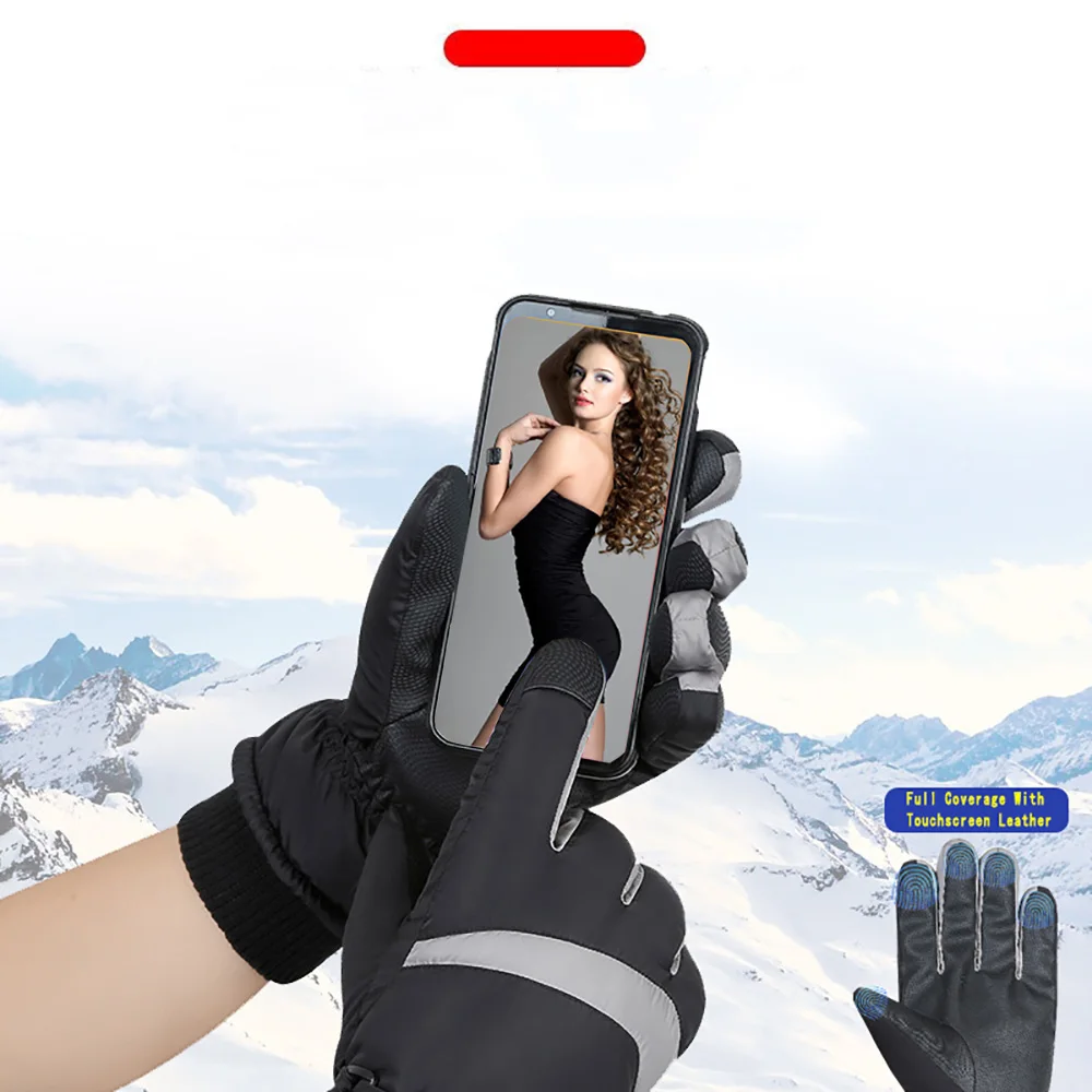 1Pair Ski Gloves Waterproof &Windproof-Thickened Warm&Snowboard&Touch Screen&Cycling&Workout&Outdoor Winter Gloves for Men&Women 4