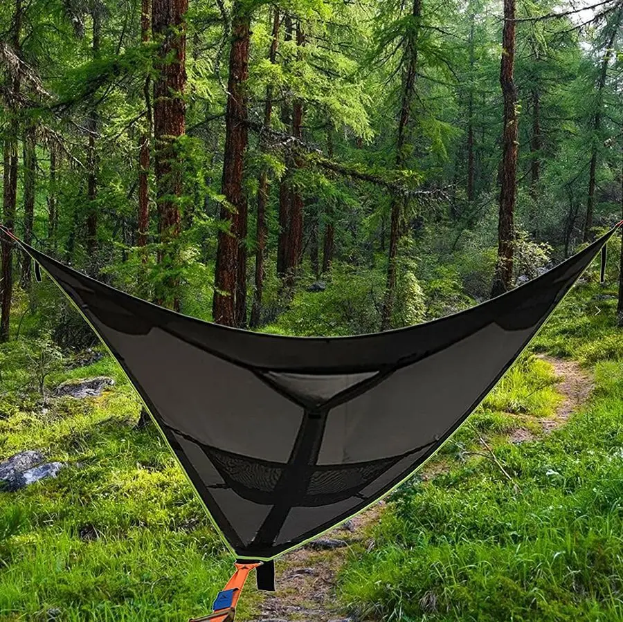 

Multi Person Hammock 3 Point Design Portable Hammock Multi-functional Triangle Aerial Mat Convenient For Outdoor Camping Sleep