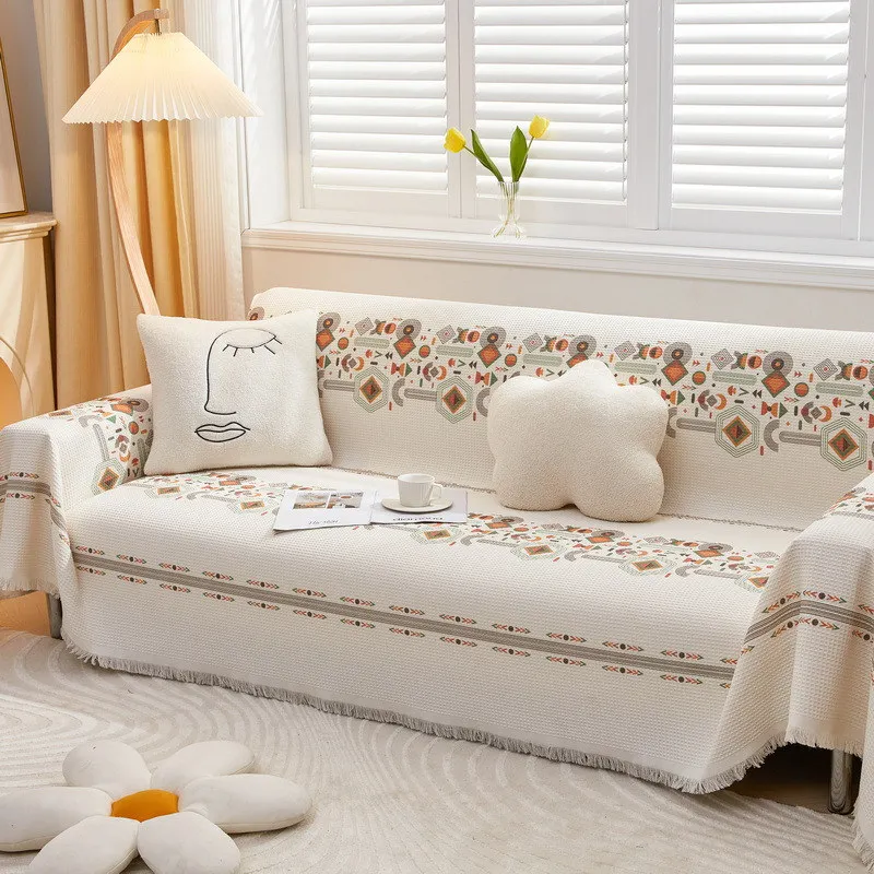 

EIFLOY Geometrical Cotton Linen Sofa Cover Universal with Fringes L Shape Couch Slipcover Throw Furniture Protector Dropshipping