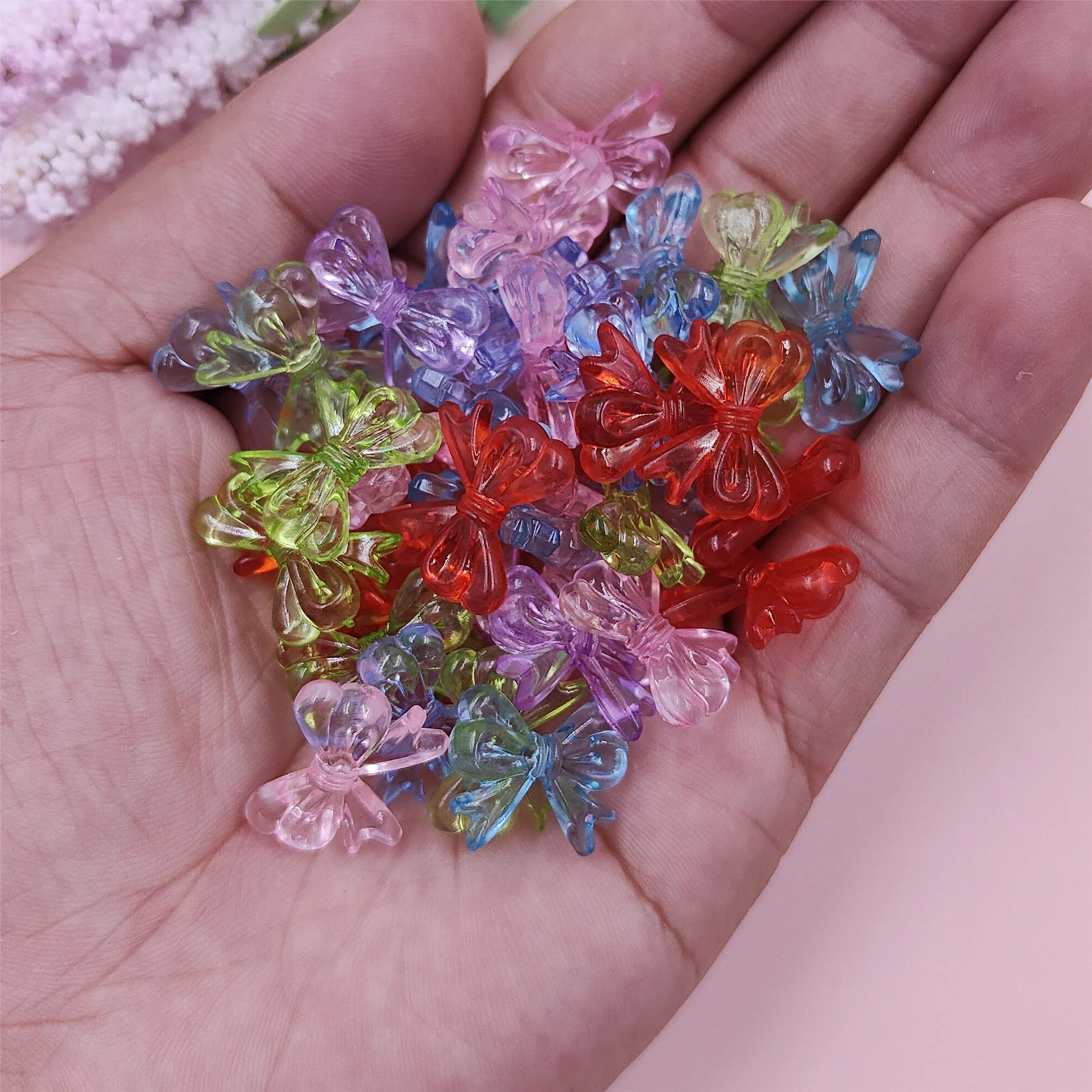 500g/Bag Acrylic Transparent/Solid Heart Loose Beads About 190pcs-1500pcs Pendant For Jewelry Making Beading Materials Wholesale