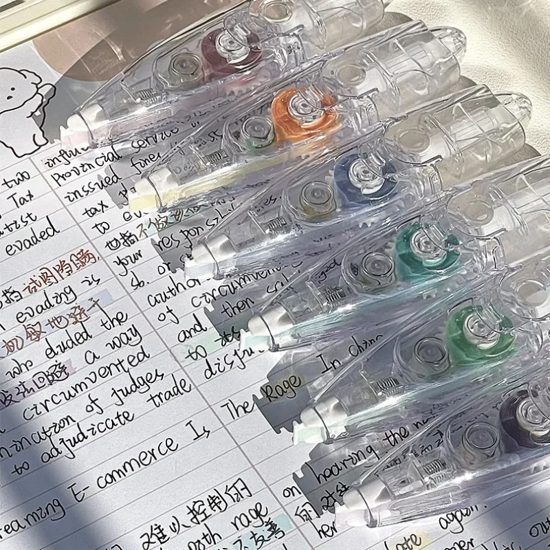 1 Piece Fluorescent Marker Correction Tape Simplicity Solid Color Highlighter Tape Cute Transparent Reading Book Marker