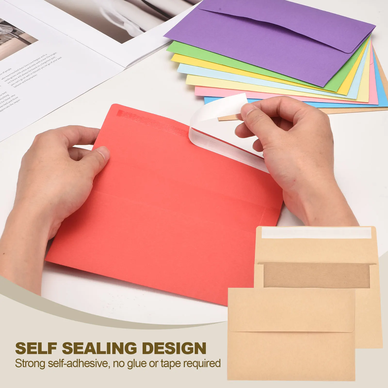 50-Set A7 Self-Seal Envelopes with Folded Cardstock for Invitations and Greeting Cards