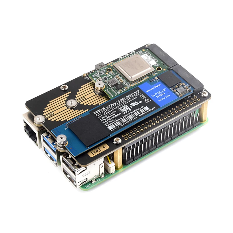 Adattatore PCIe A 2 Canali M.2 Per Raspberry Pi 5 - Supporta NVMe SSD 2280/2260/2242/2230 - Velocità 5Gbps