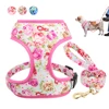 Cute Printed Dog Harness Leash Set Soft Mesh Pet Puppy Cat Harness Adjustable Walking Lead For Small Medium Dogs Cats Chihuahua