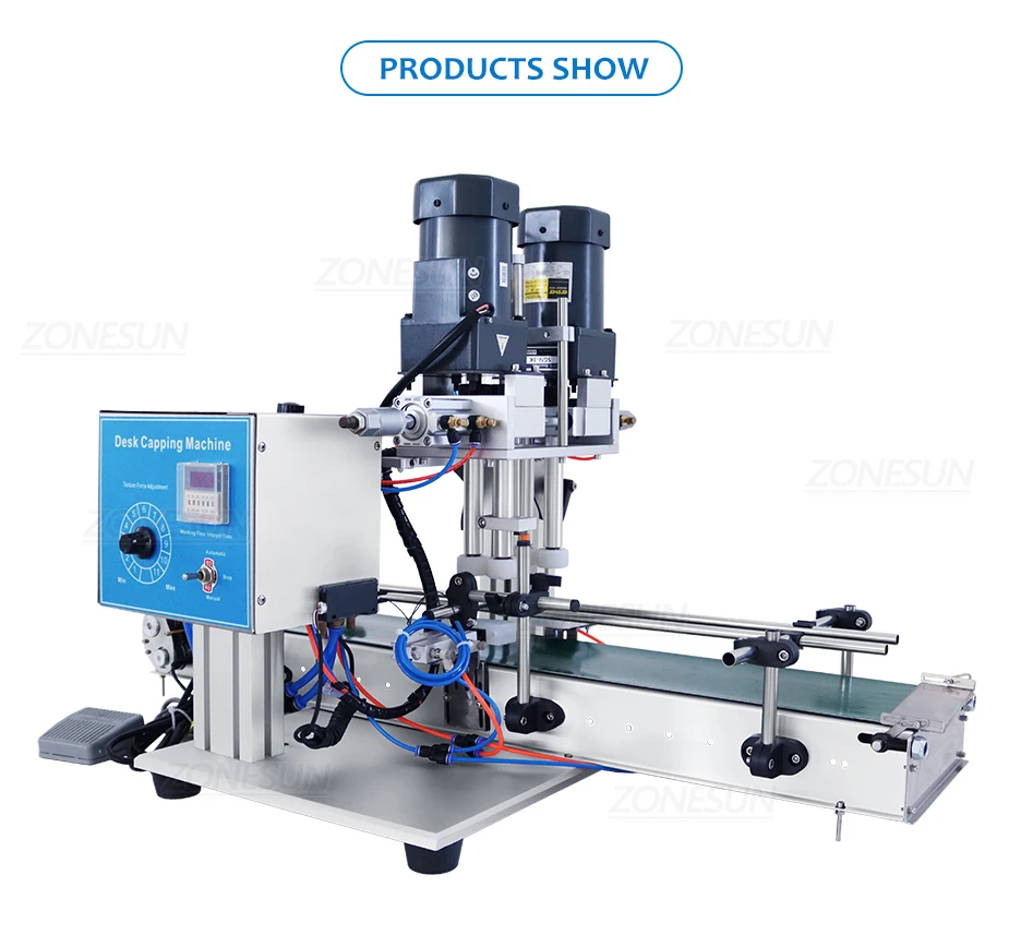ZONESUN ZS-XG6100C Настольная автоматическая укупорочная машина для бутылок с завинчивающейся верхней крышкой для распыления жидкости Поворотная стеклянная крышка-капельница