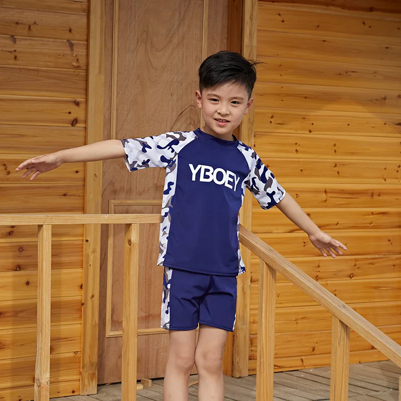 Boys Swimsuits Sunblock 2 Pieces Swim Suit Camouflage Children Swimwear Long Sleeve Boy Split Swimsuit Kids Bodysuit Beach Wear children swimsuits boys swimsuits