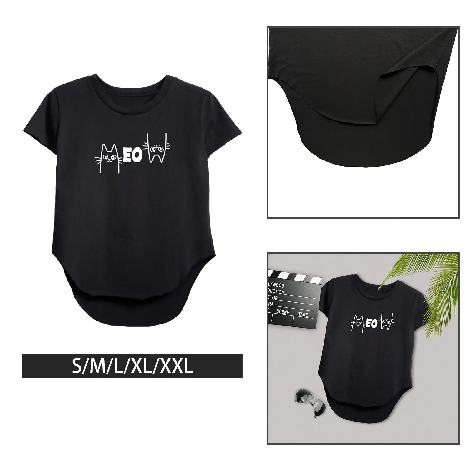 Women Short Sleeve T Shirt Summer Tops Crewneck Gift Black Clothing Tunic Tops Basic Tee for Vacation Commuting Sports Travel