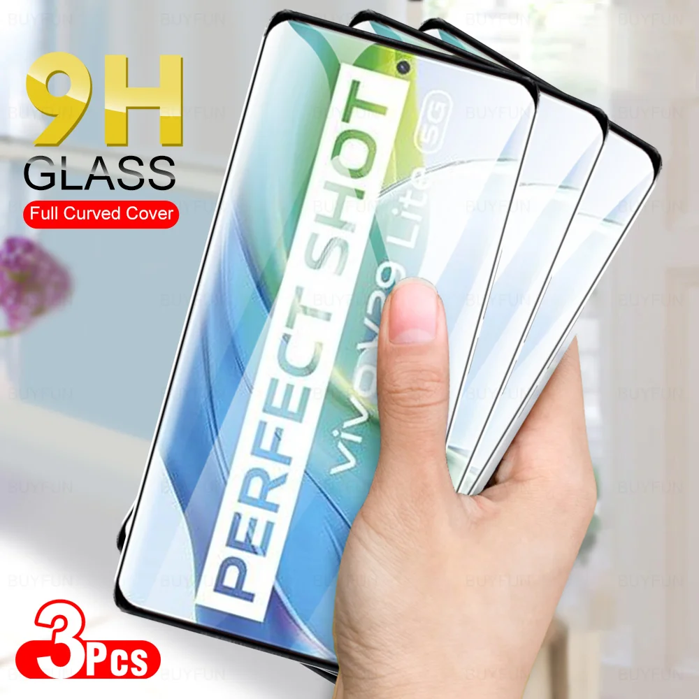 

3Pcs 9H Curved Screen Protector For Vivo V29 Lite 5G Protective Tempered Glass Film VivoV29 Light V29e Vio V 29 E V29Lite 6.78''