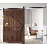 60x84" Sliding Barn Door Panel with 10ft Hardware Kit and Handles Coffee  Easy DIY Assembly Perfect for Warehouses Bedrooms 2