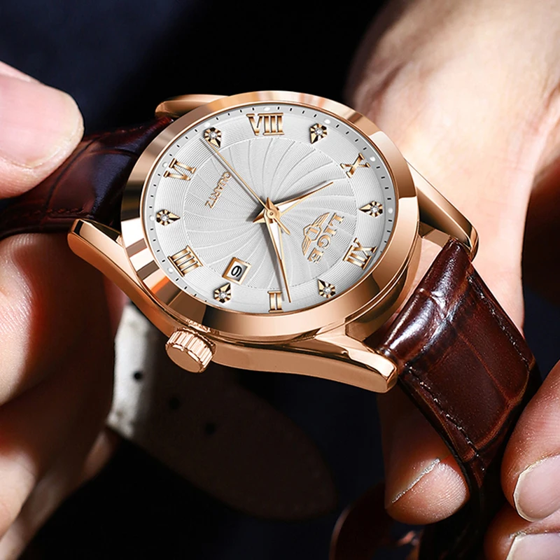 New Original LIGE Brand Luxury Leather Watch For Men Fashion Business Watch Men Fashion Military Sport Men's Quartz Wristwatches