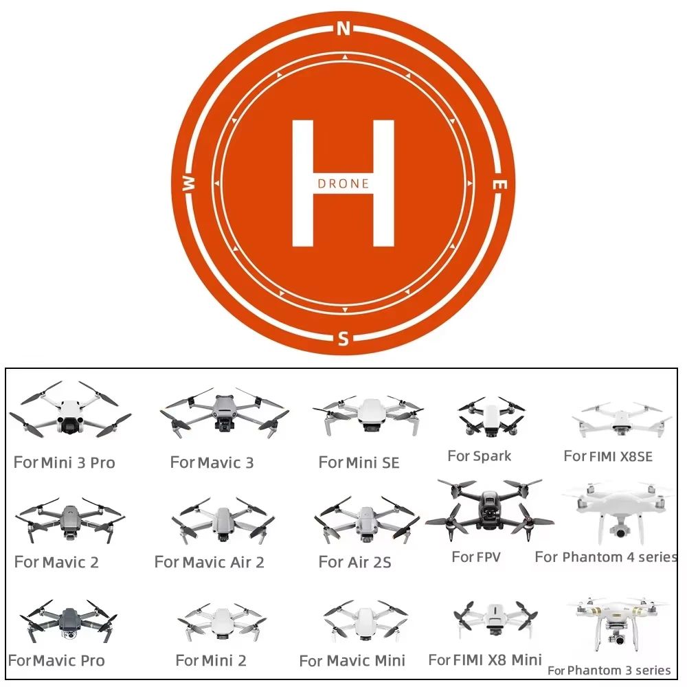 Tapis d'atterrissage pour drone pliable et antidérapant de 60cm avec drone posé dessus
