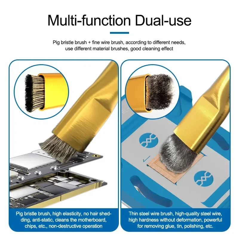 SUNSHINE SS-022D Mobile Phone Wire Brushes Cleaning Tool Motherboard IC Deglue and Tin Removal Double Head Copper Brush Repair cleaning brush wire brush cleaning tool ic cleaning brush