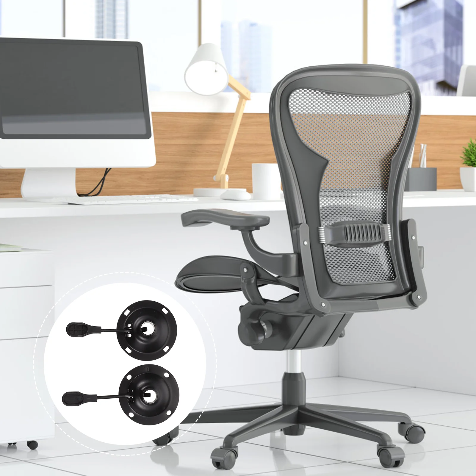 

2 Pcs Chair Chassis Desk Premium Accessories Furniture of Iron Mountings Office Round Ironware