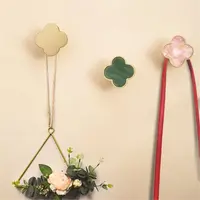 Solid Brass Four-leaf Clover Wall Mounted Coat Hooks Home Decorative Hallway Bags Keys Clothes Hangers Bathroom Towel Hook 2
