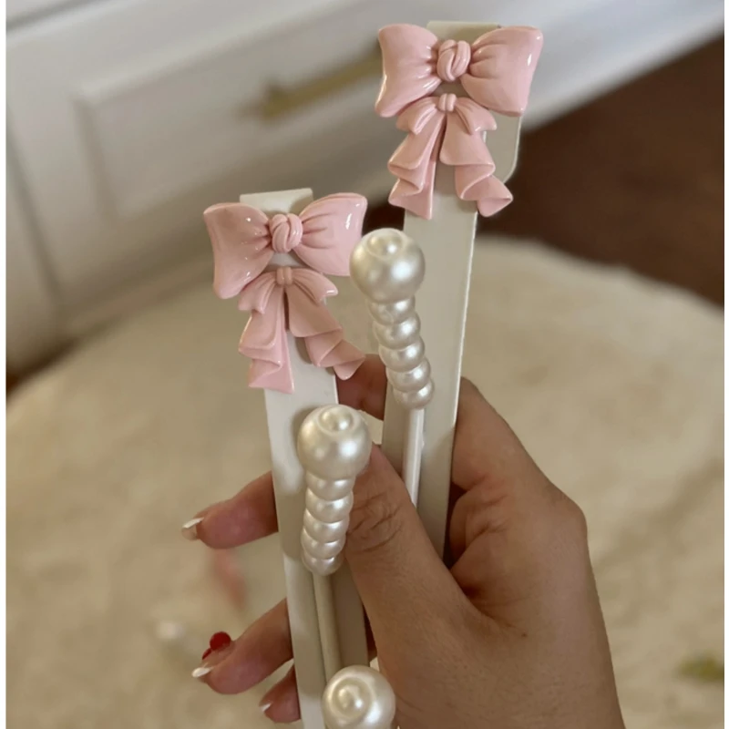 French Bow Key Holder, Double-Layered Pearl Clothes Hooks, Charming Bedroom Door Scarf Hanger, Exquisite Wall Decor 4