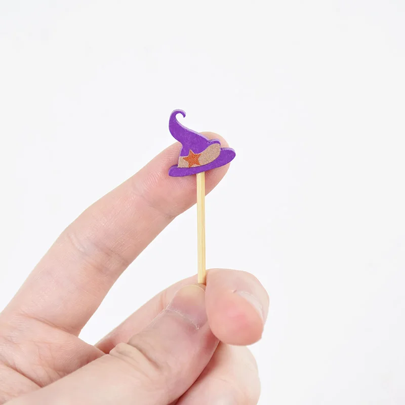 50/100Pcs Halloween Einweg Bambus Zahnstocher Kürbis Buffet Kuchen Obst Gabel Spieße Für Halloween Party Decor Cocktail Picks – Detail 15