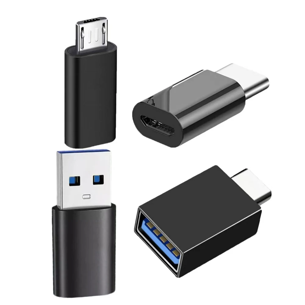 4개의 USB 어댑터: USB-C/마이크로 USB/USB-A(암) - USB-A/..