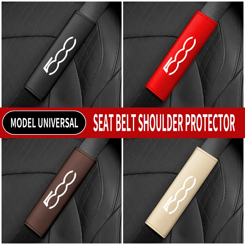1PC Leather Car Seat Belt Shoulder Protector Cover Safety Belt Padding Pad For Fiat 500 500C 500X 500L Car Accessories seat belt protector safety belt shoulder guard