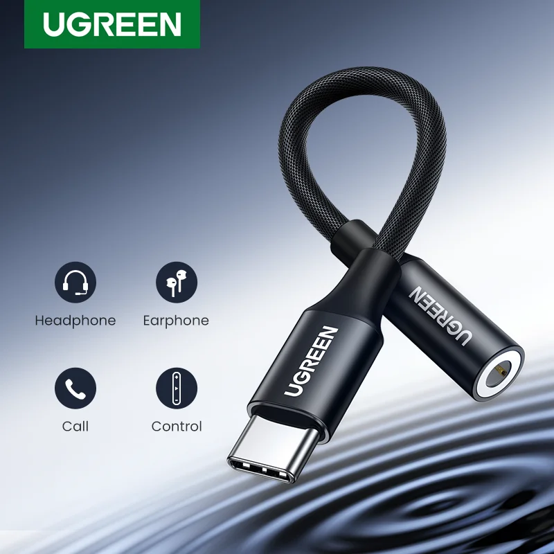 UGREEN Type c to 3.5 jack USB C to 3.5mm Headphone Adapter Audio AUX 3.5 MM Jack Converter for HUAWEI P40 XIAOMI OnePlus 8 PRO phone charger converter