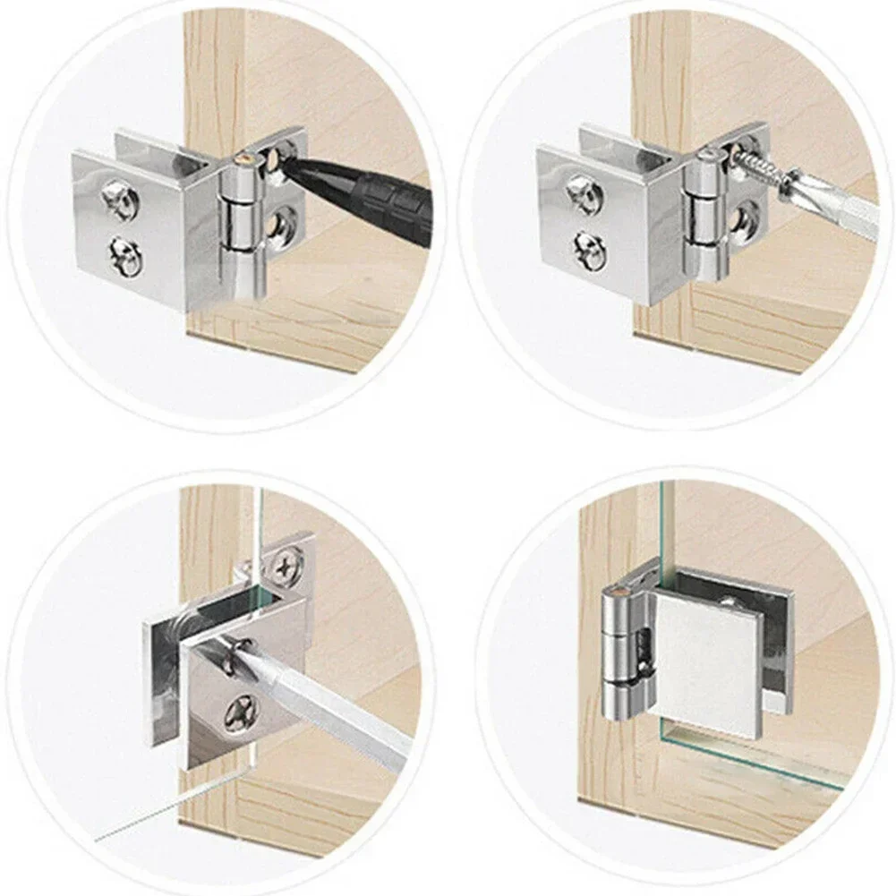 Stainless steel hinges door hinges Bathroom Shower Glass Zinc Alloy Door Hinges Cabinet Cupboard Clamp Hinge Home Hardware 0 Degrees/90 Degrees/180 Degrees
