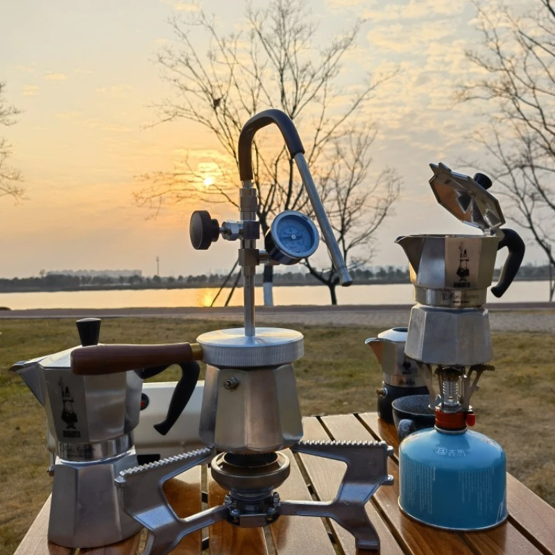 

Steam milk frother machine 4bar thickened large pot moka pot partner camping outdoor latte art artifact billetti