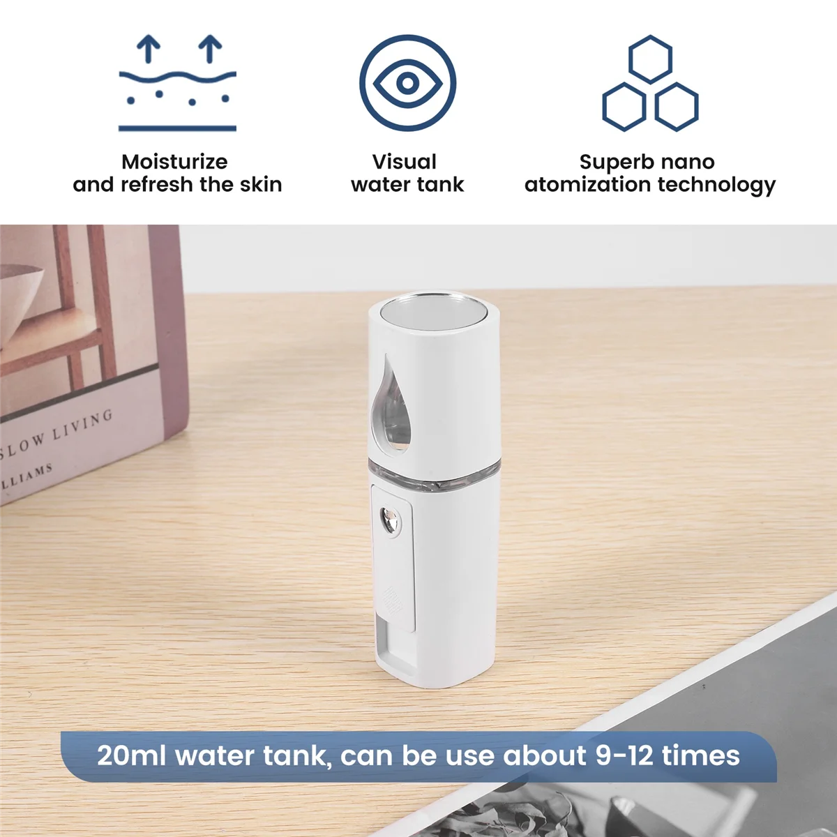 Portable Nano Mister Mini Steamer Atomization Eyelash Extensions with Mirror White