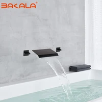 ห้องน้ำอ่างอาบน้ำก๊อกน้ำอ่างล้างหน้าก๊อกน้ำทองเหลืองติดผนังอ่างล้างหน้าก๊อกน้ำ3 Pcs น้ำตกก๊อกน้ำ Dual Handle Sink Mixer แตะ 3