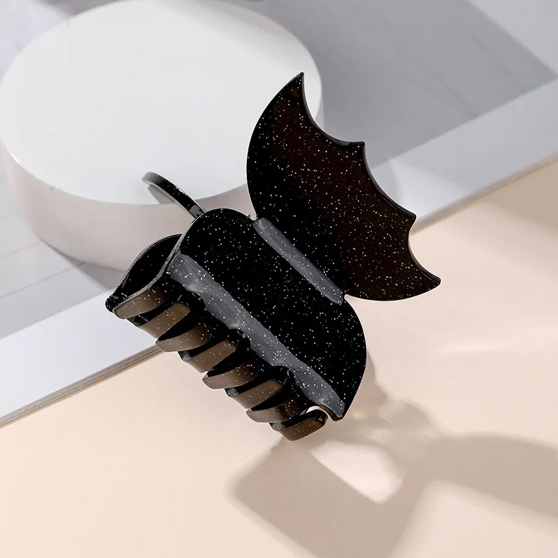 

New Advanced Sense Halloween Bat Sparkling Horsetail Clip Hair Accessories High Horsetail Hair Accessories