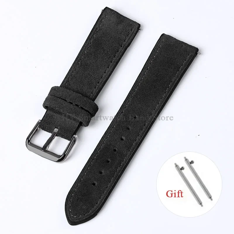 Artisanal Vintage Suede Leather Watch Strap with Handmade Stitching and Quick Release