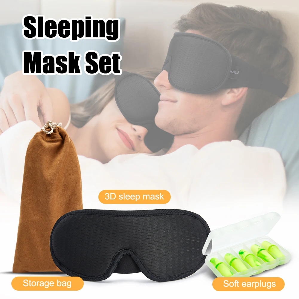 SleepingAidSet3DSleepingMaskSoundproofEarplugsPortableBlockOutLightMaskSlaapmasker