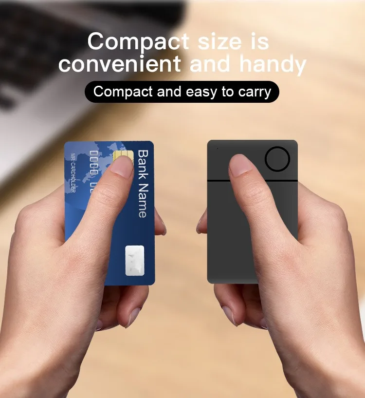 Wireless Rechargeable Smart Card Tracker Work With Find My App Smart Anti-lost Device Items Finder