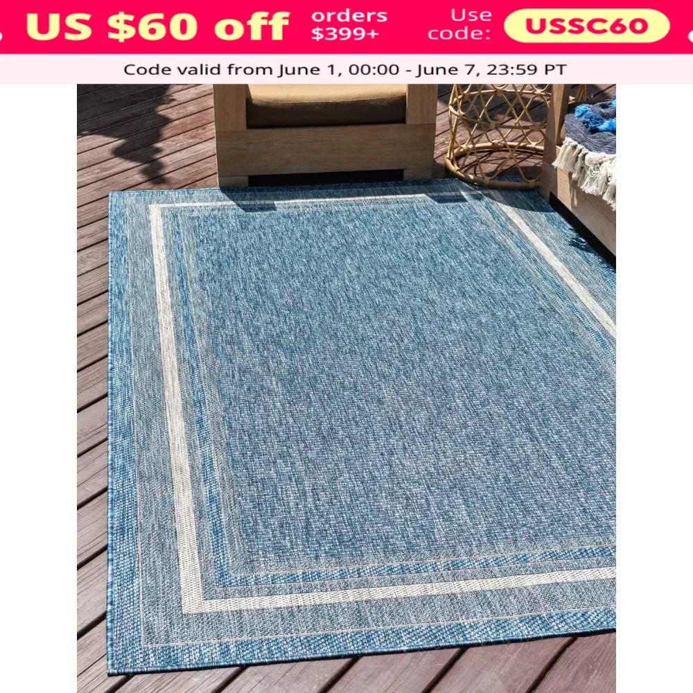

Outdoor Rug, Outdoor Border Collection Area Rug - Soft Border for backyard, 6' 1" x 9' Rectangle, Patio Rug