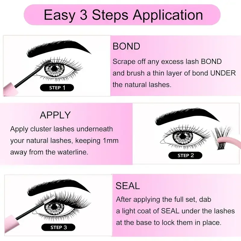 Eyelash Glue 3 Pieces of Adhesive and Sealing 2-in-1 for DIY Group Eyelashes Household False Eyelash Makeup Tool