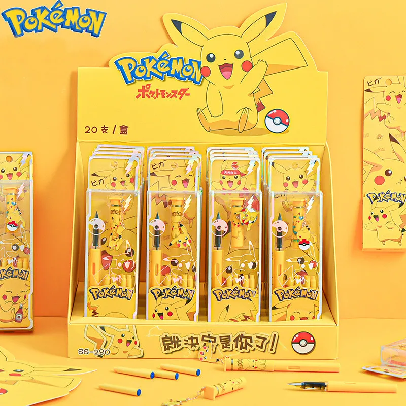 

New Pokemon Anime Stationary Set Pikachu Pendant Ink Bag Pen Bookmark Set Sharpener Mini Notebook Set Student Figure Toys Gift