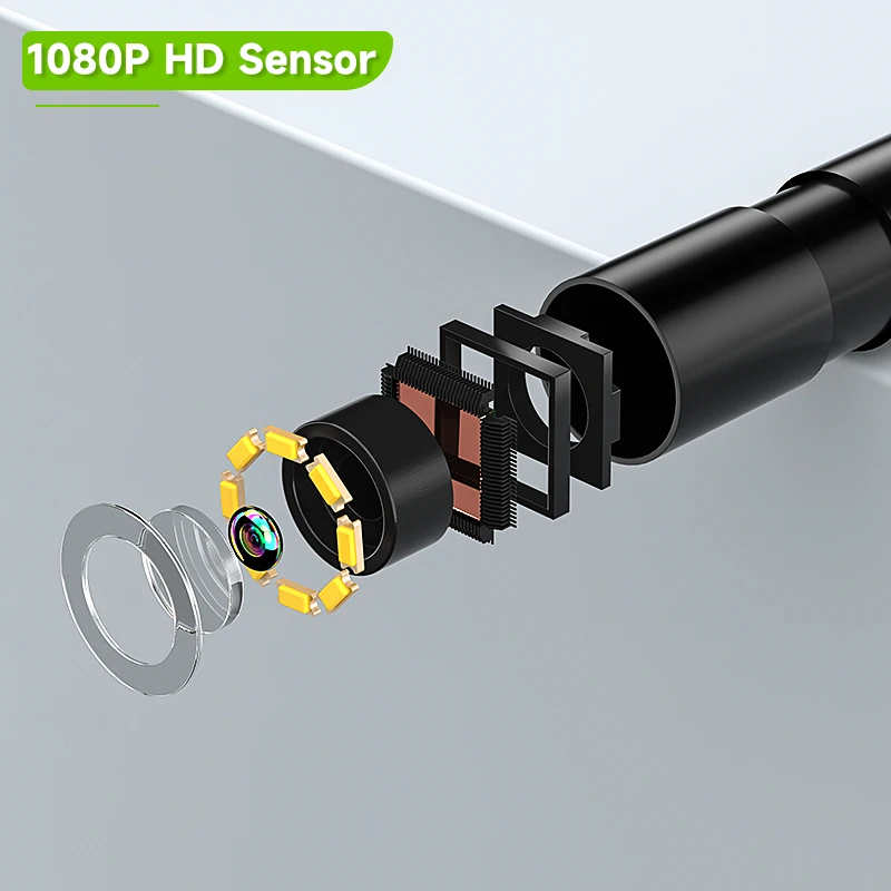 Industrial Endoscope Camera 2.8'' IPS Screen 2-100 Meter 8mm Probe Waterproof Pipe Inspection Borescope 8 LEDs Removable Battery 4